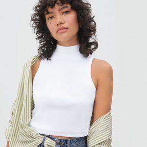 Everlane Ribbed Mockneck Tank in White